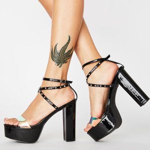 Dolls Kill Clear Holo Holographic Platform Heels 8